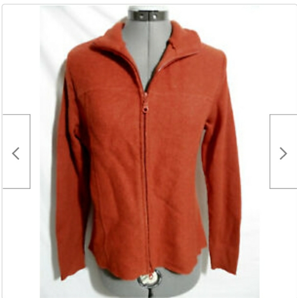 JILLIAN JONES Boiled Wool Cardigan Sweater S Burnt Orange retro coatigan - Picture 2 of 6